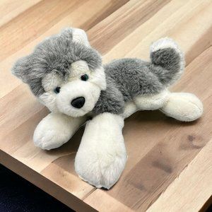 Vintage A&A 1990s Husky Puppy Dog Plush Floppy Stuffed Wolf Blue Eyes Furry